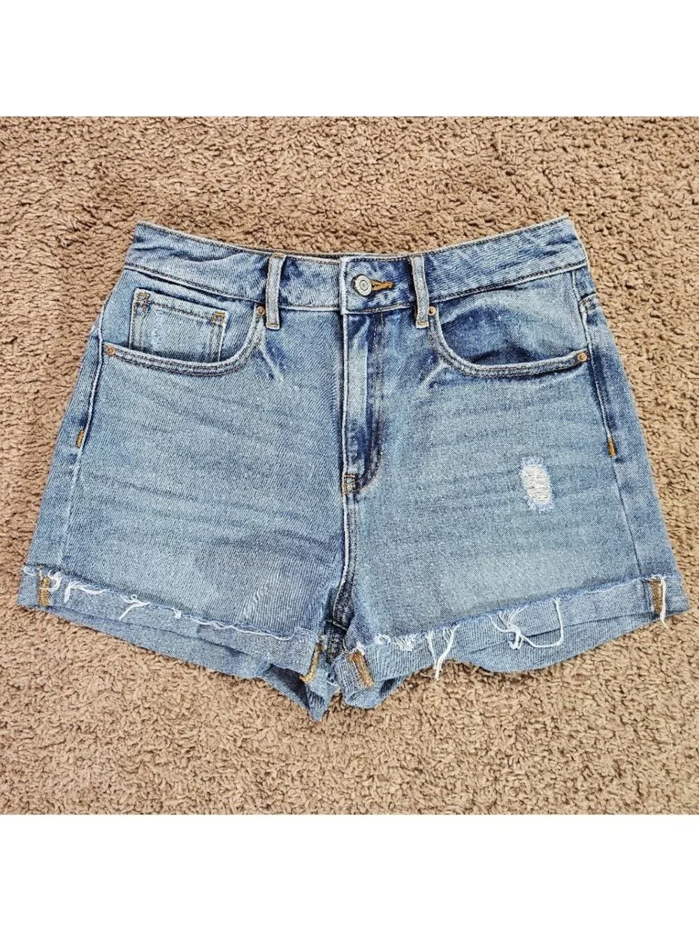 Pacsun Jean Shorts Womens 26 Blue Mom Short Distressed Cuffed Denim - Picture 1 of 9